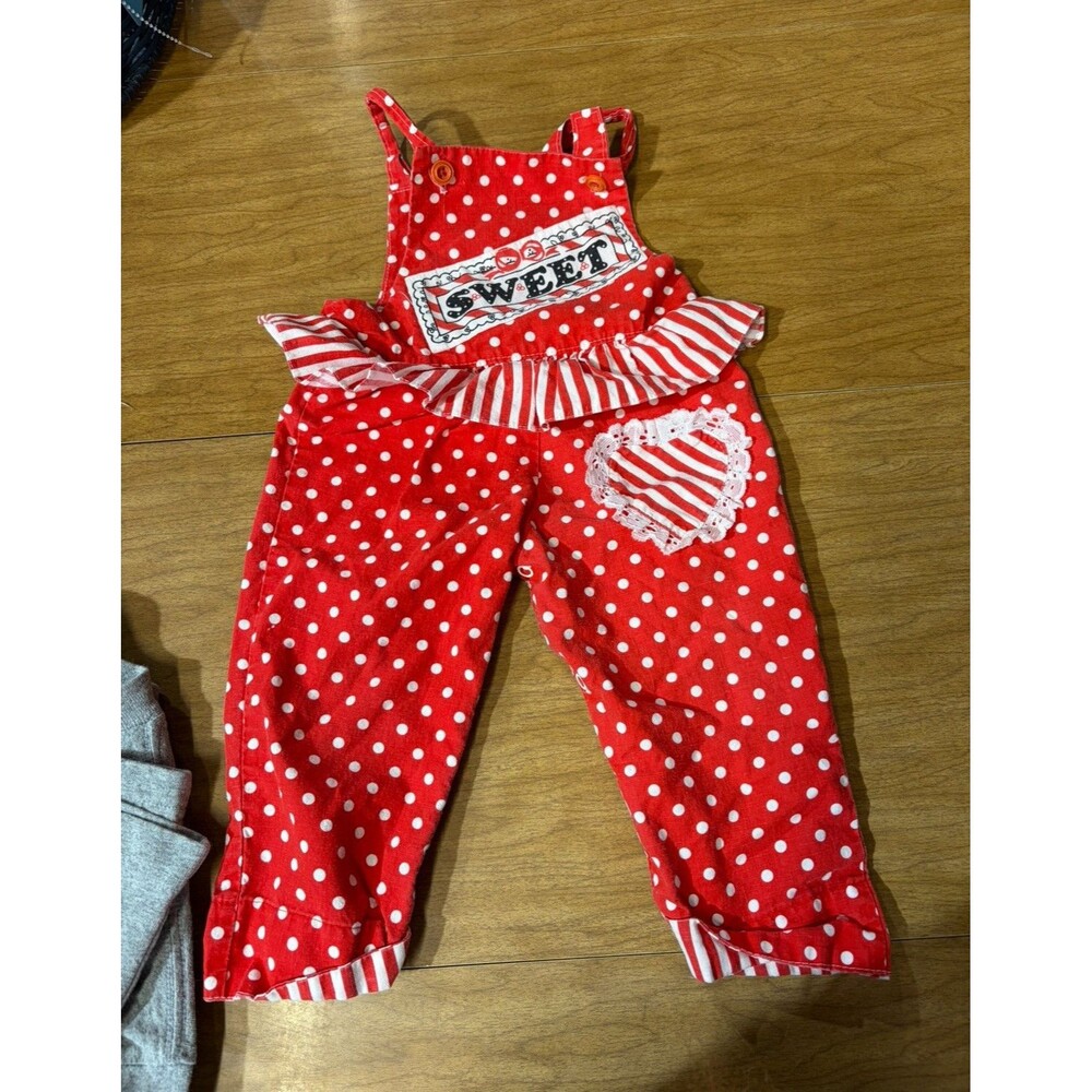 Vintage Polka Dot Overall Romper  9-12 Months